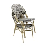 thumbnail of METRO Professional Chaise de terrasse FLORE, aluminium / rotin PE, 47 x 60 x 89 cm, empilable, noir / beige