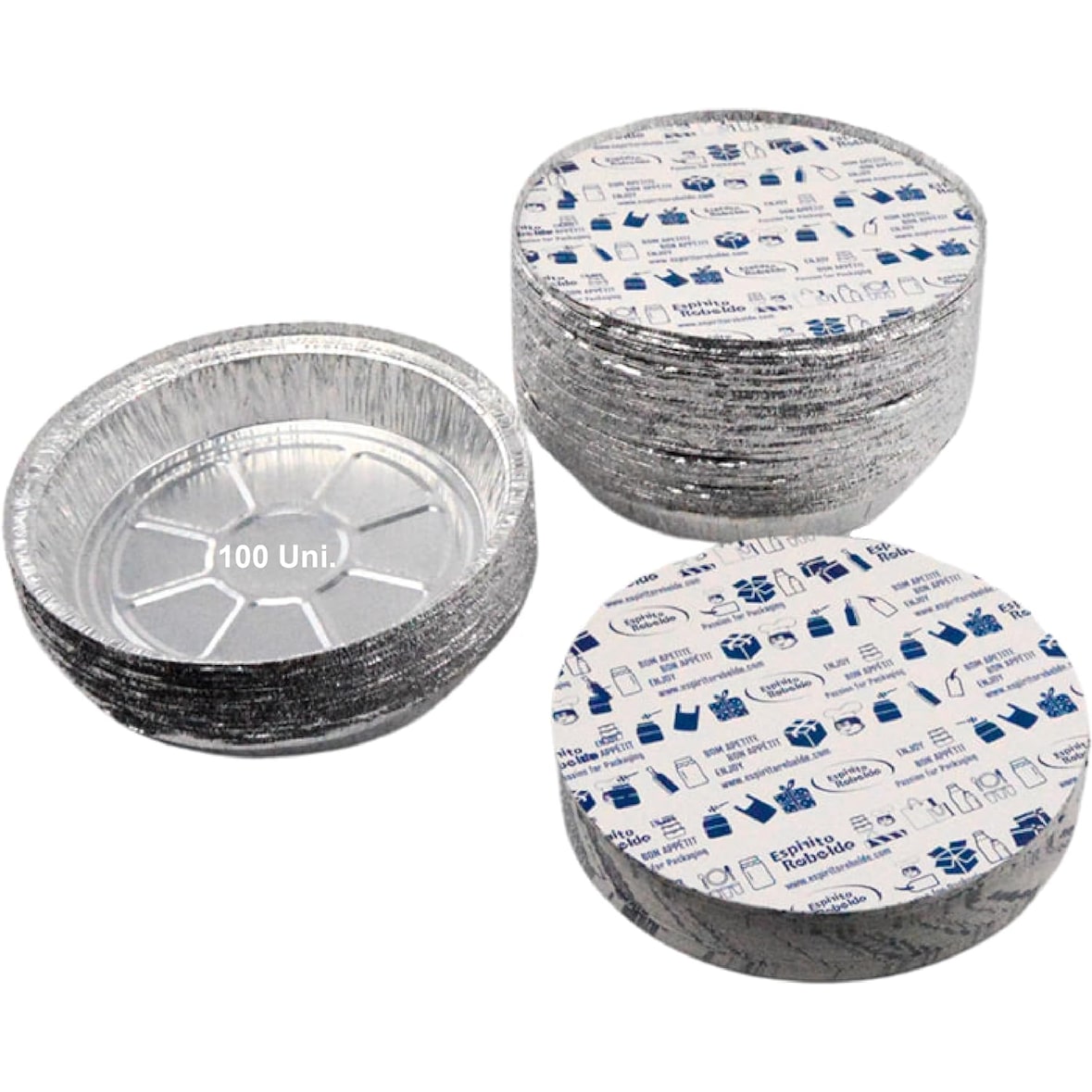 Set von 100 Aluminiumschalen mit Deckel für Lebensmittel, Einweg, 850 ml - Perfekte Verpackung für Grillfeste, Transport von Lebensmitteln