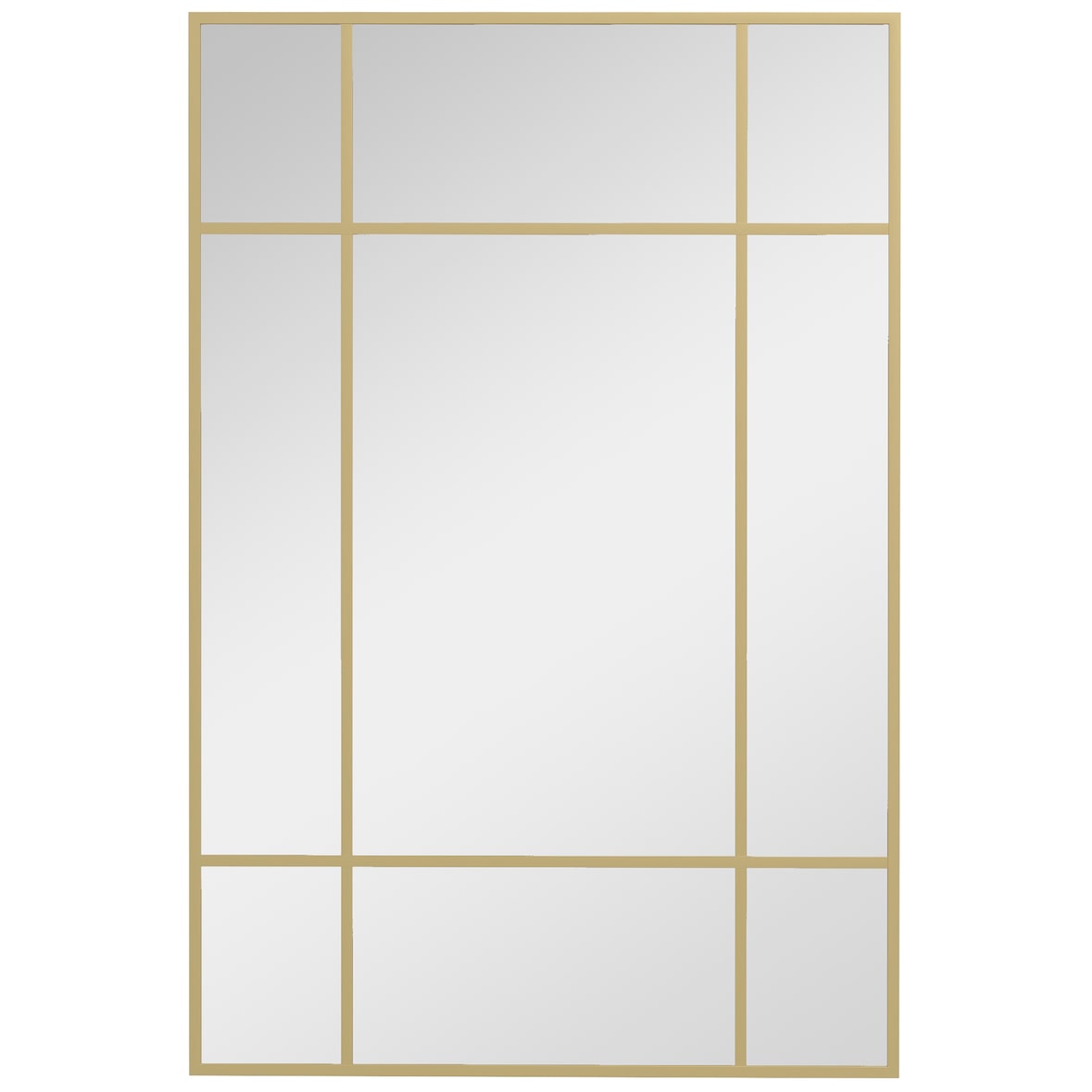 Espejo Rectangular de Pared Espejo de Ventana 90x60 cm con Marco de Metal Espejo Decorativo para Salón Dormitorio Entrada Dorado