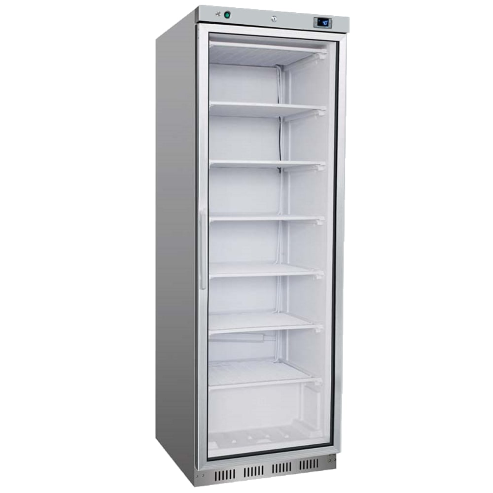 Standgefrierschrank edelstahl glastür 350 liter - 600x725x1870 mm - 140 W 230/1V - 7556004F Eurast