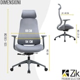 thumbnail of Ergonomischer Bürodrehstuhl, Armlehnen und Kopfstütze, verschiebbarer Sitz und Lendenwirbelstütze, schwenkbare Rückenlehne, verstellbar – ZIK