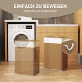thumbnail of Wäschekorb Bambus 40x30x60 cm Braun mit Deckel und herausnehmbarem Wäschesack 72 L, Metallgestell pulverbeschichtet, mit Griffen