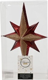 thumbnail of Christbaumschmuck Christbaumspitze bruchfest rot glitter H 25,5 cm