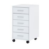 thumbnail of Rollcontainer Weiß 33 x 63 x 38 cm Holz Schubladenschrank Schreibtisch, Büro Schrank mit 5 Schubladen, Container Rollschrank klein Standcontainer