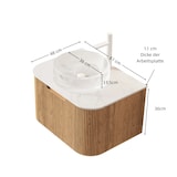 thumbnail of Hängender Badezimmer-Waschtisch 48×61×48 cm mit Rundem Kristallglasbecken in Carrara Weiß und Sperrholzschrank