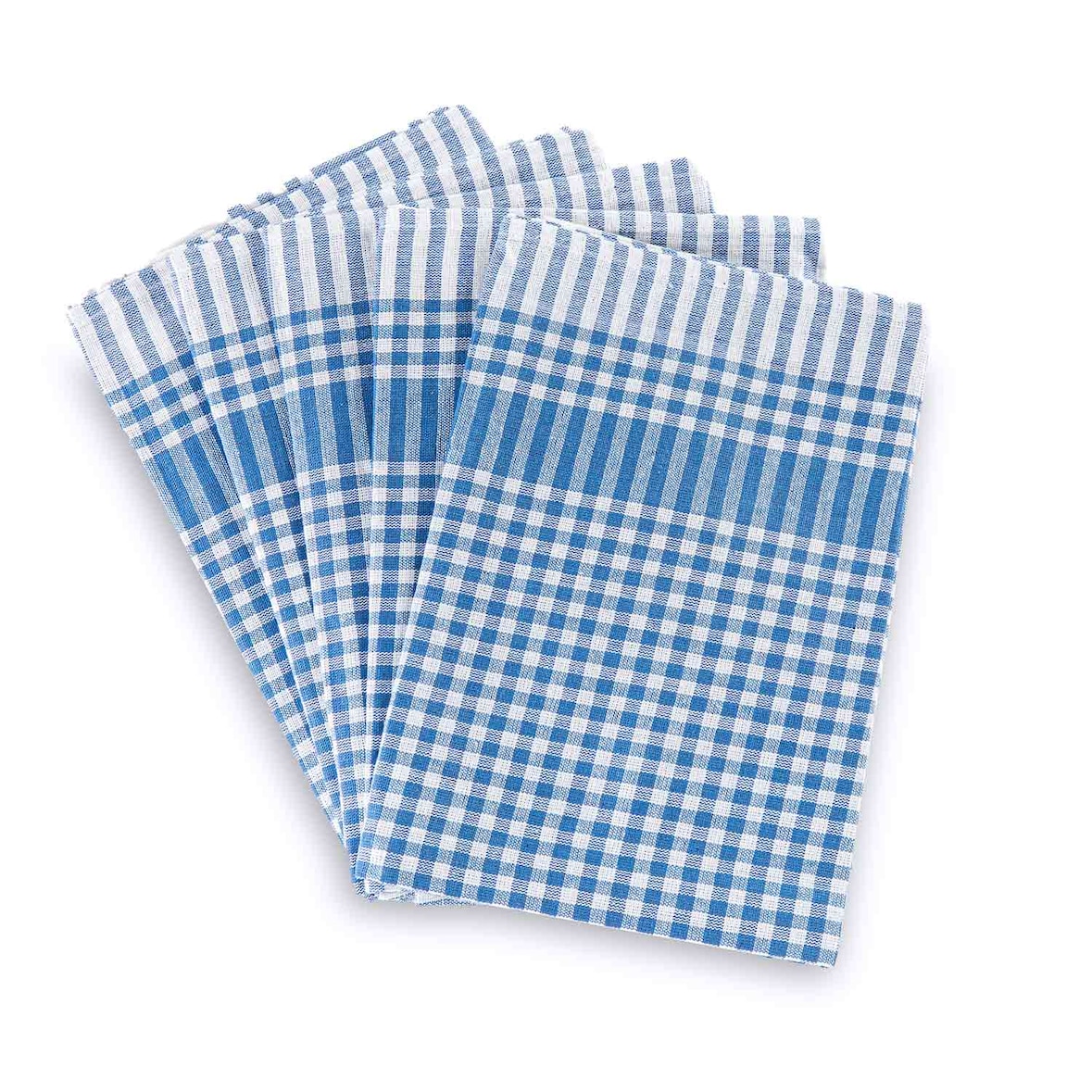 5er Set Geschirrhandtuch aus 100 % Baumwolle, kariert, blau-weiß, 50/70 cm