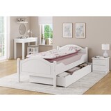 thumbnail of Einzelbett weiß 90x200 Futonbett Bettrahmen Singlebett Zubehör wählbar V-60.30-09WRollrost inkl.