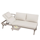 thumbnail of Merax Outdoor Lounge 3-Sitzer-Sofa, verzinkter Eisen, 5-stufig verstellbare Neigung (bis 55°) & Seitenablage, Beige