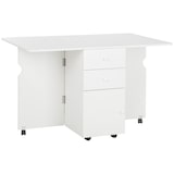 thumbnail of HOMCOM mesa de comedor plegable mesa de cocina extensible alas abatibles con ruedas y cajones de almacenamiento de estilo moderno 120x80x75 cm blanco