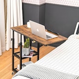 thumbnail of COSTWAY Mesa lateral de madeira, ajustável em altura e inclinável, mesa de sofá, formato em C, 3 níveis, mesa para computador portátil com rodas