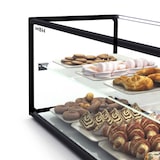 thumbnail of MBH - Vitrina expositora neutra con iluminación LED SLIM 92 cm 2 pisos para hostelerí­a. Expositor neutro de cristal para bollerí­a y reposterí­a.