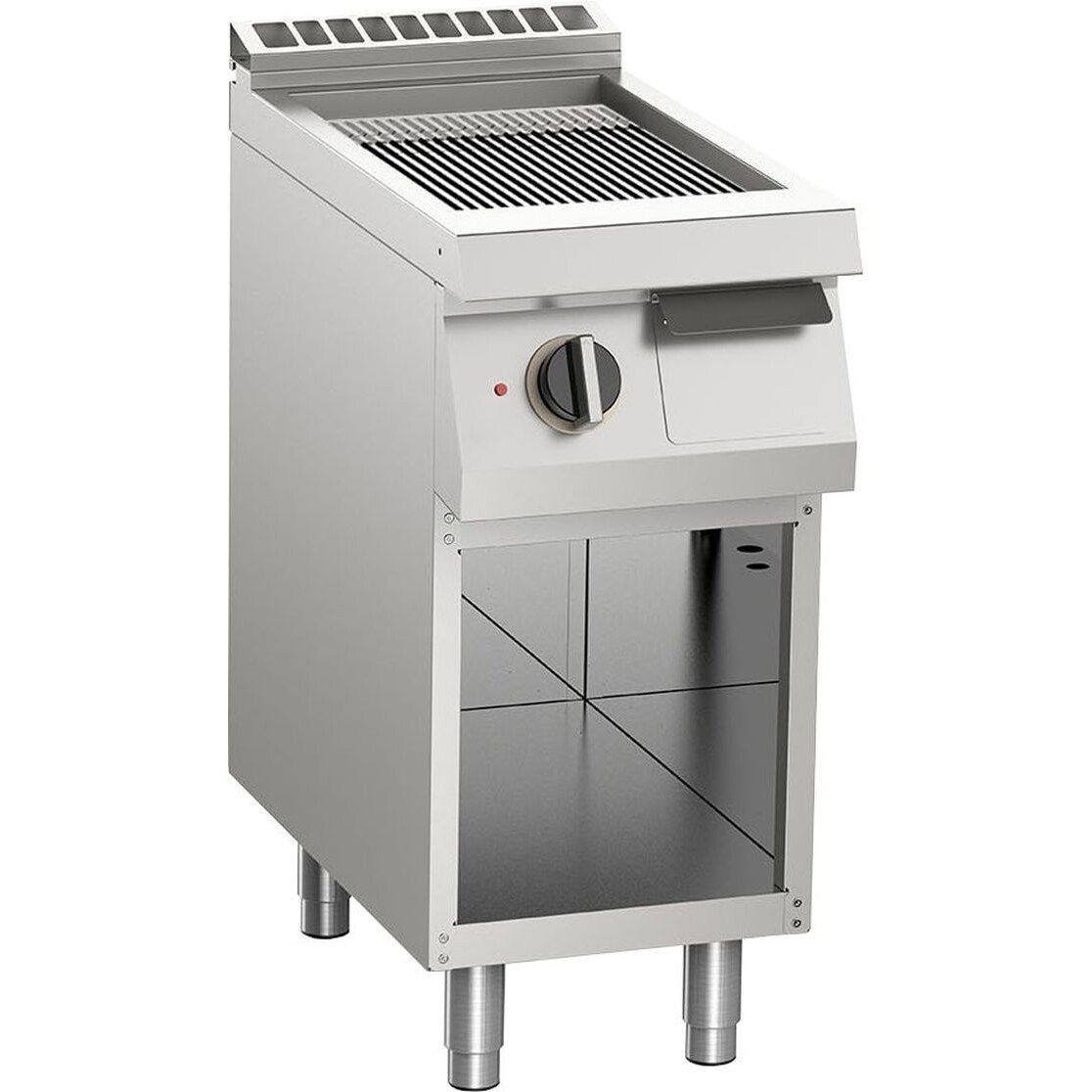KBS Elektro-Grillplatte gerillt verchromt 5,4Kw 1 Heizzone Offener Unterbau