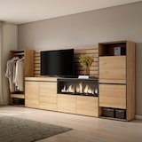 thumbnail of Aparador, 334x35x145cm, Dormitorio, habitación, Chimenea eléctrica XXL, Cómoda, Cajonera, Zapatero, Vestidor abierto, Roble _448_64