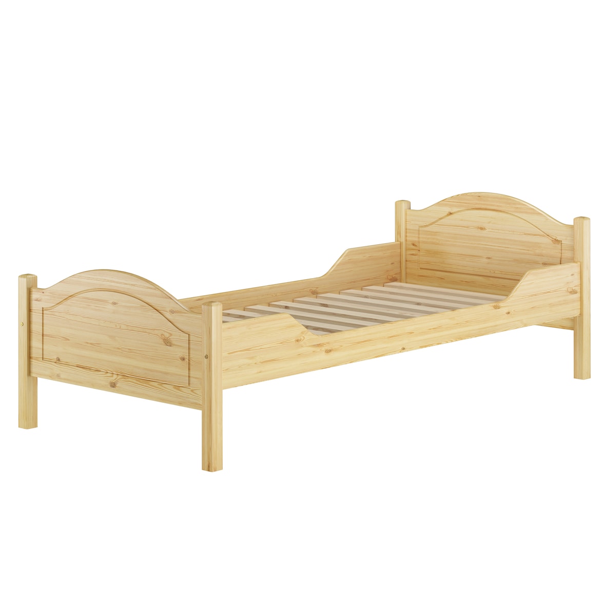 Massivholzbett Kiefer natur 90x200 Einzelbett Gästebett Zubehör wählbar V-60.30-09Rollrost inkl.