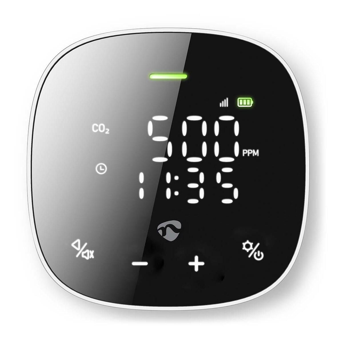 Nedis SmartLife Luftqualitätsmonitor - Wi-Fi - Display - Kohlendioxid (CO2) / Luftfeuchtigkeit / Temperatur - Android / IOS - Schwarz / Weiss