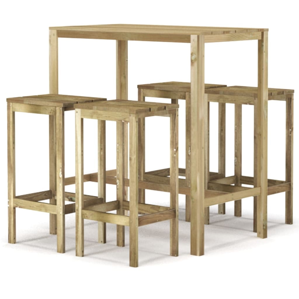 Set de bar de jardín 5 piezas madera de pino impregnada