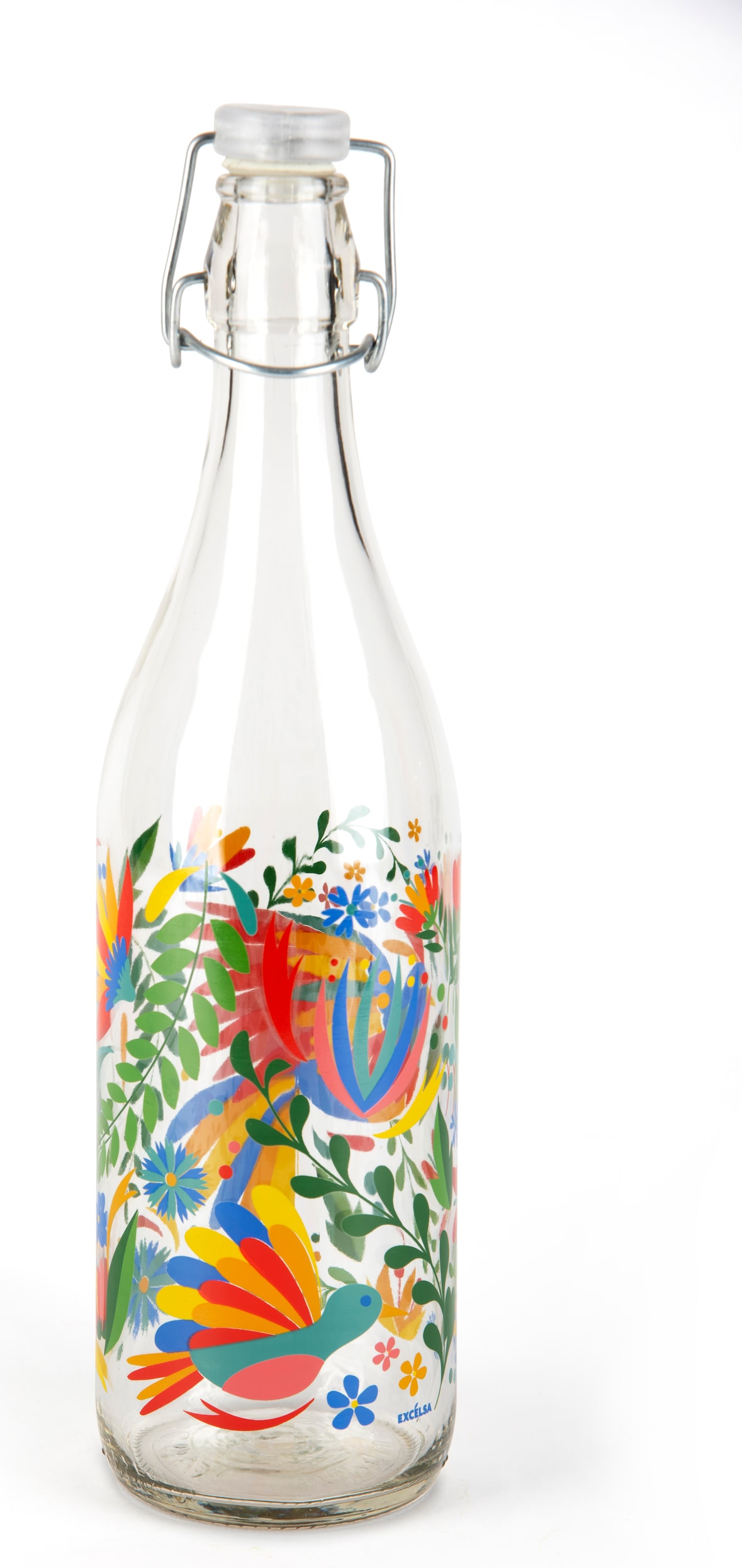 Excelsa Glasflasche Mexican Flowers Glas 1 L Bunt