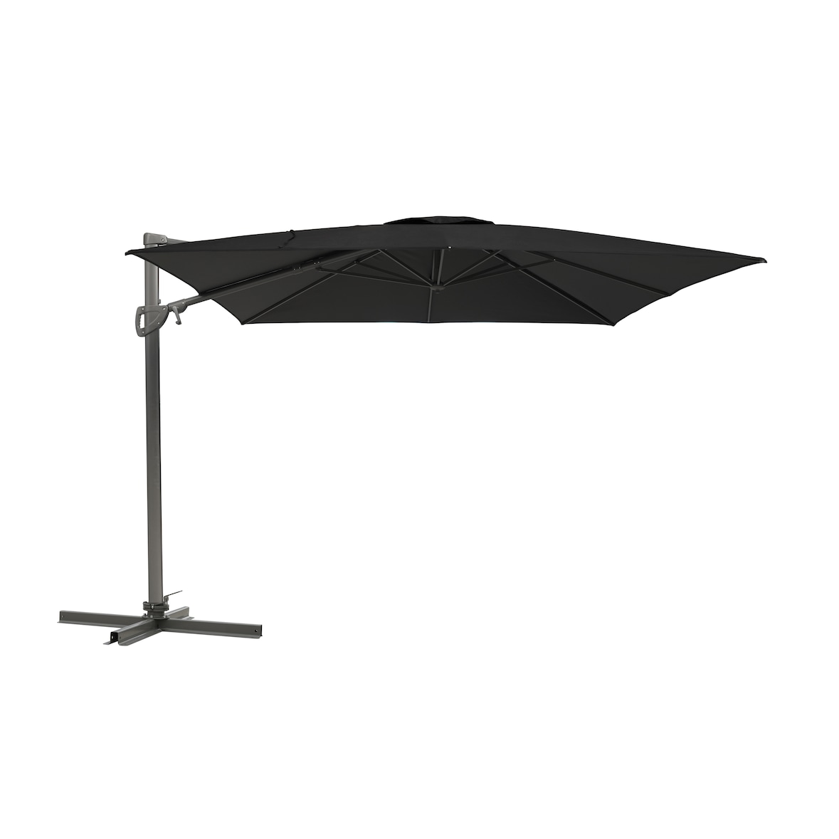 METRO PROFESSIONAL Sombrilla colgante cuadrada, sin faldón, aluminio/acero, 3 x 3 m, con manivela y función de inclinación, antracita/gris