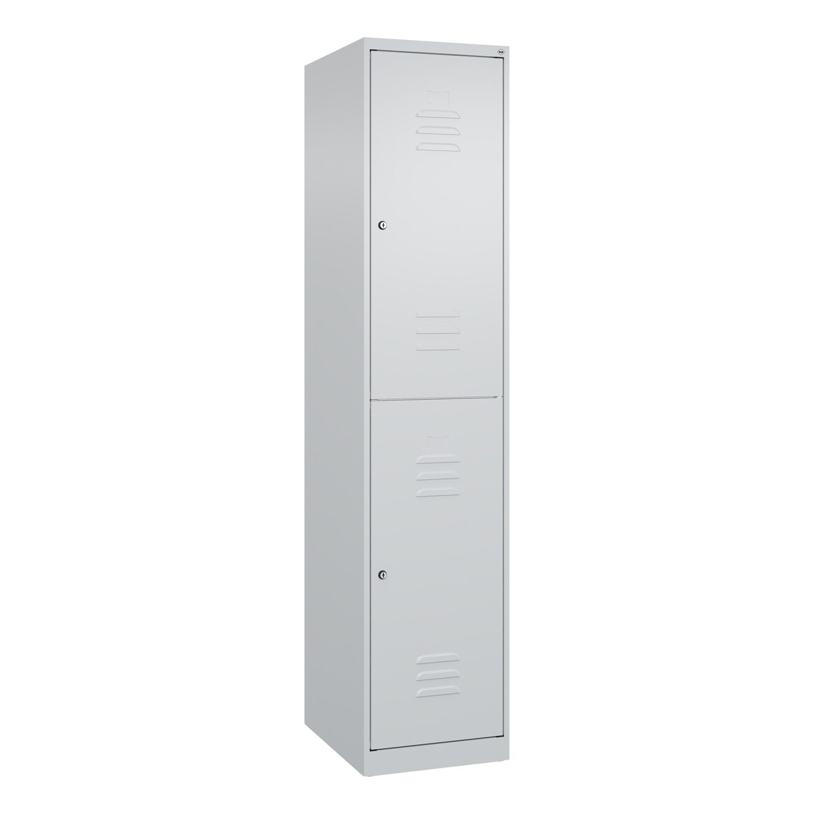 C+P Spind Classic PLUS, 2 Abteile, HxBxT 185x40x50cm, Zylinderschloss, Hellgrau/Hellgrau von PROREGAL