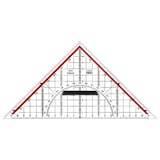 thumbnail of Zeichendreieck 32 cm glasklar, Skala rot hinterlegt, 180° - 1°, 45°-Linie, markierte Winkel 7°, 42°, 75°