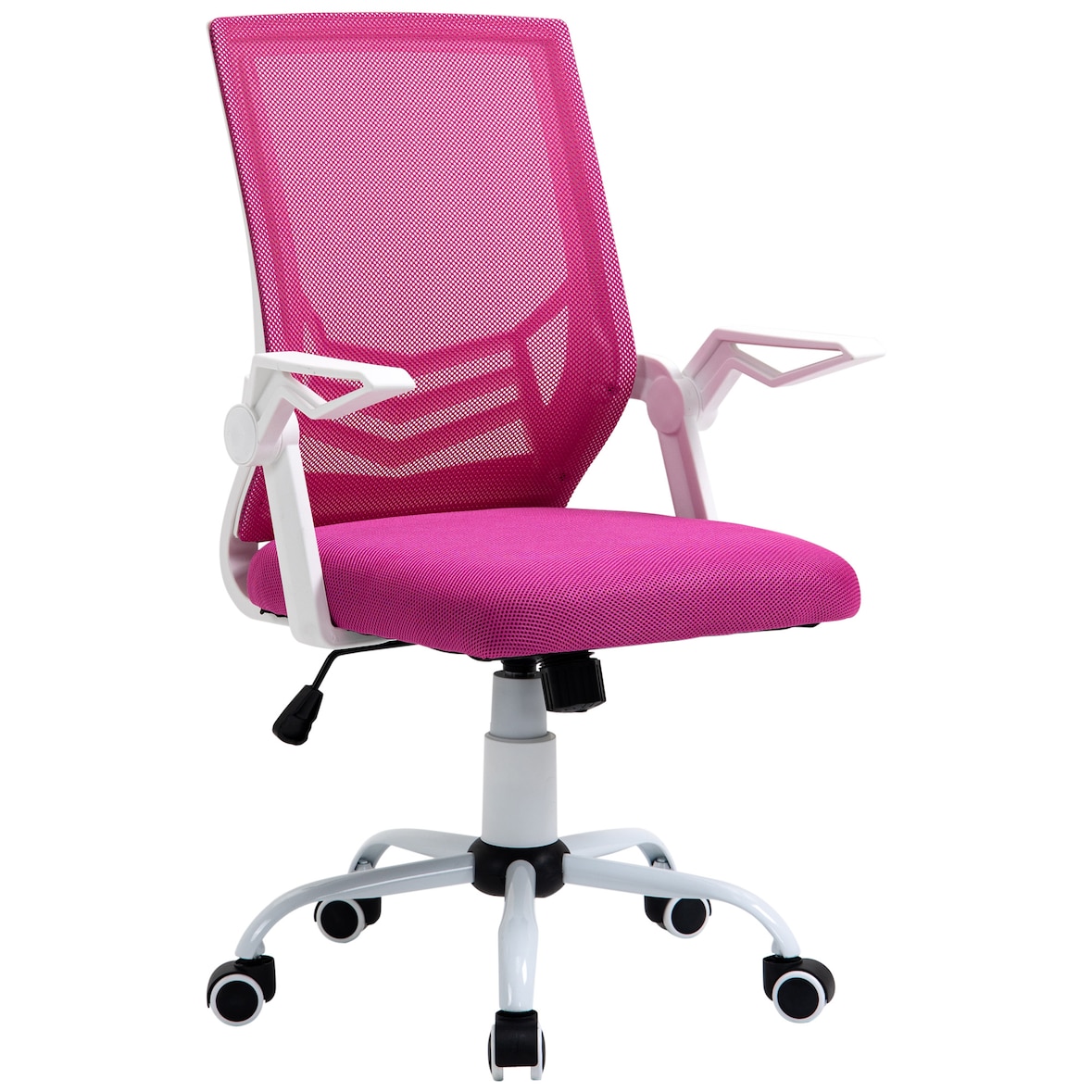 Vinsetto Silla de Oficina Ergonómica Silla Escritorio con Altura Ajustable Reposabrazos Abatible Soporte Lumbar Transpirable 62,5x55x94-104 cm