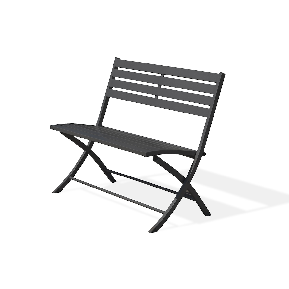 Banc de jardin pliant en aluminium gris anthracite - MARIUS