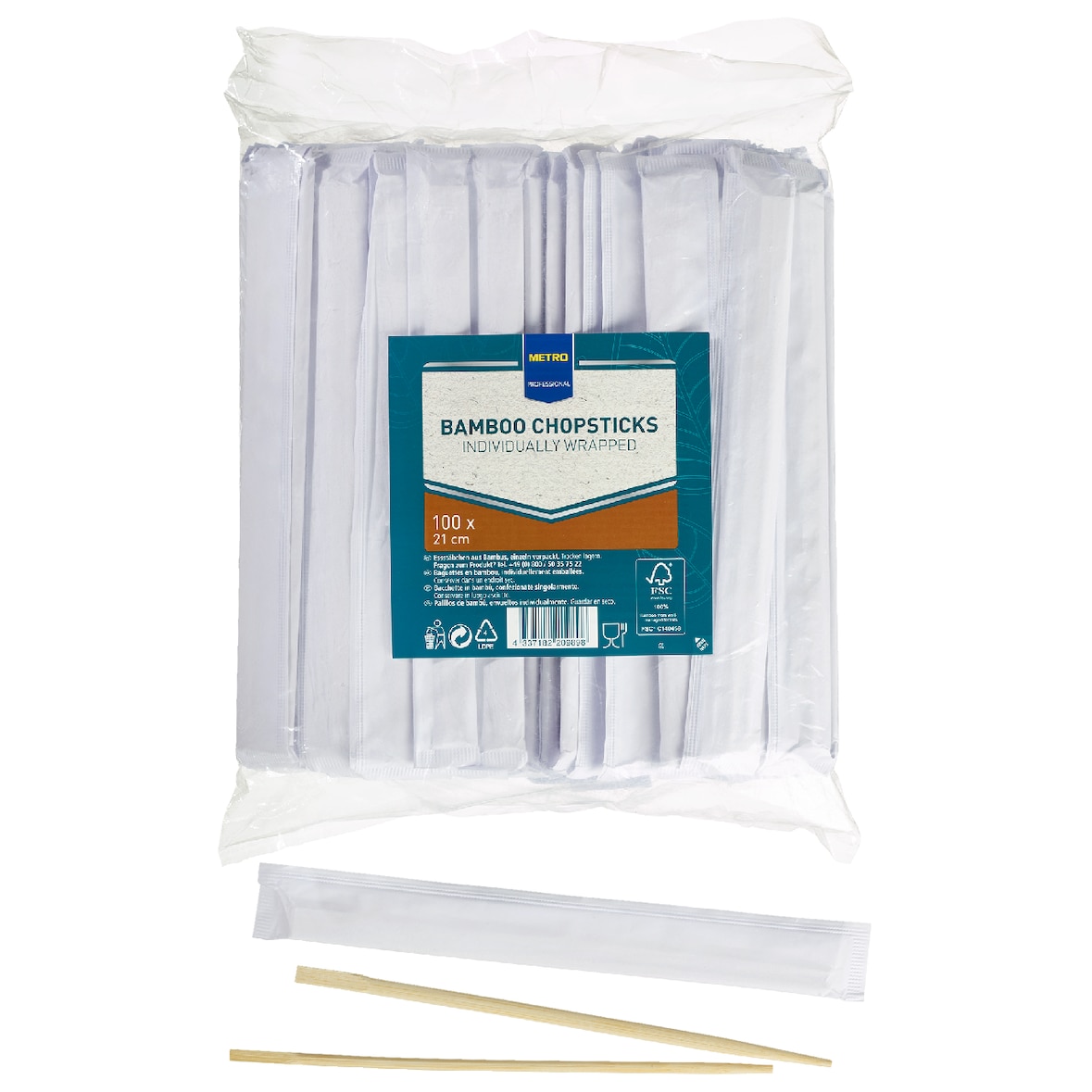 METRO PROFESSIONAL Essstäbchen, Bambus, 23 cm, verpackt, 100 Stück