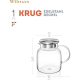 thumbnail of Wilmax Borosilikat Glas Krug mit Edelstahl-Deckel, 1000ml
