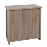 thumbnail of Commode HWC-K75, armoire étagère, porte coulissante 5 compartiments de rangement, aspect bois métal industriel 84x80x40cm ~ naturel