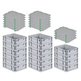 thumbnail of PROREGAL SuperSparSet 16x Eurobox NextGen Economy mit Auflagedeckel & 4x Verschlüsse Grün, Griffe zu, HxBxT 12x30x40cm, 11L, Eurobehälter, Box