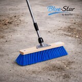 thumbnail of Blue-Star Besen Komplett SET 40 cm Breit mit blauen Borsten und Teleskopstiel Handfeger Kehrschaufel Stiel Straßenbesen