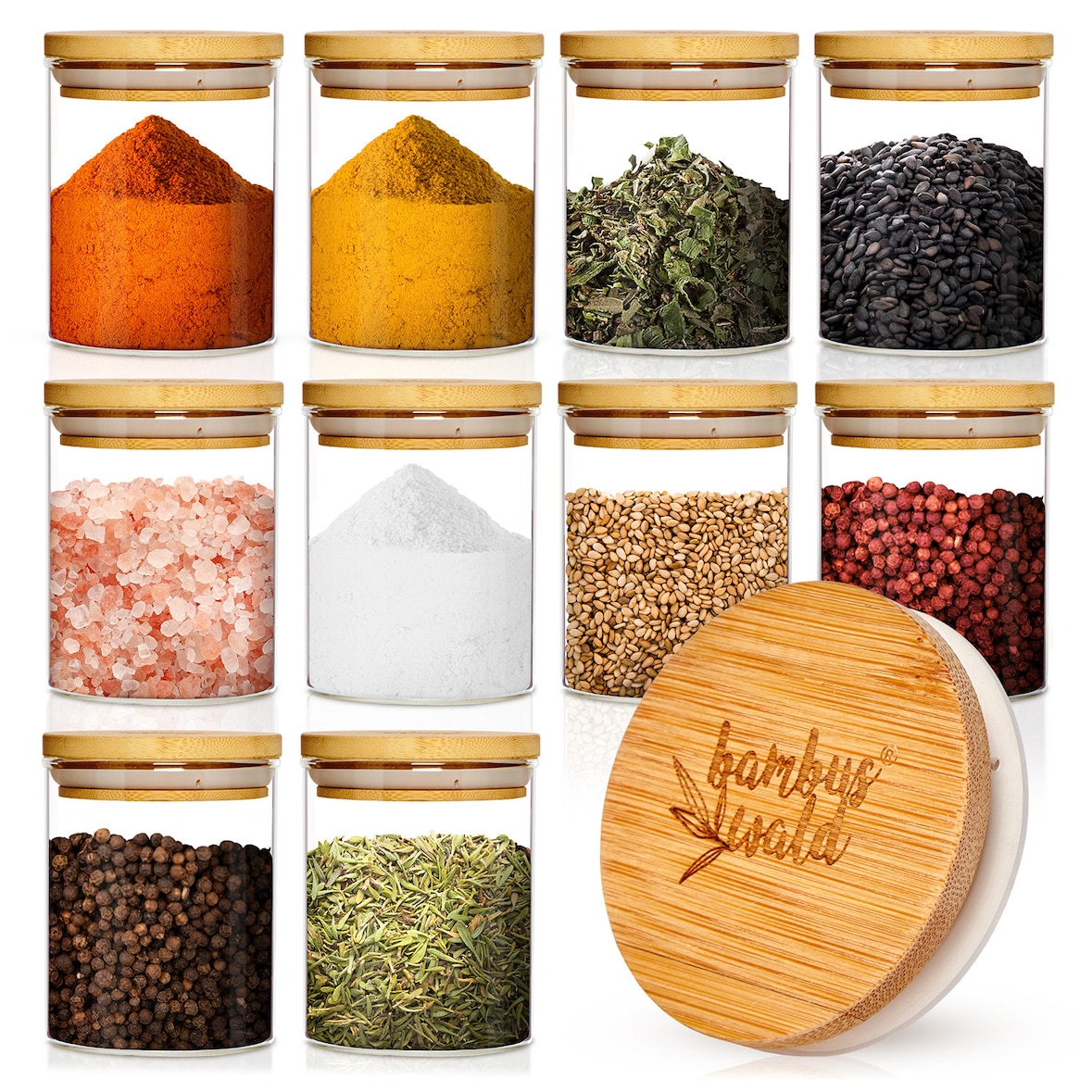 Runde Gläser Bambusdeckel 10 Stück je 150 ml luftdicht Klarglas