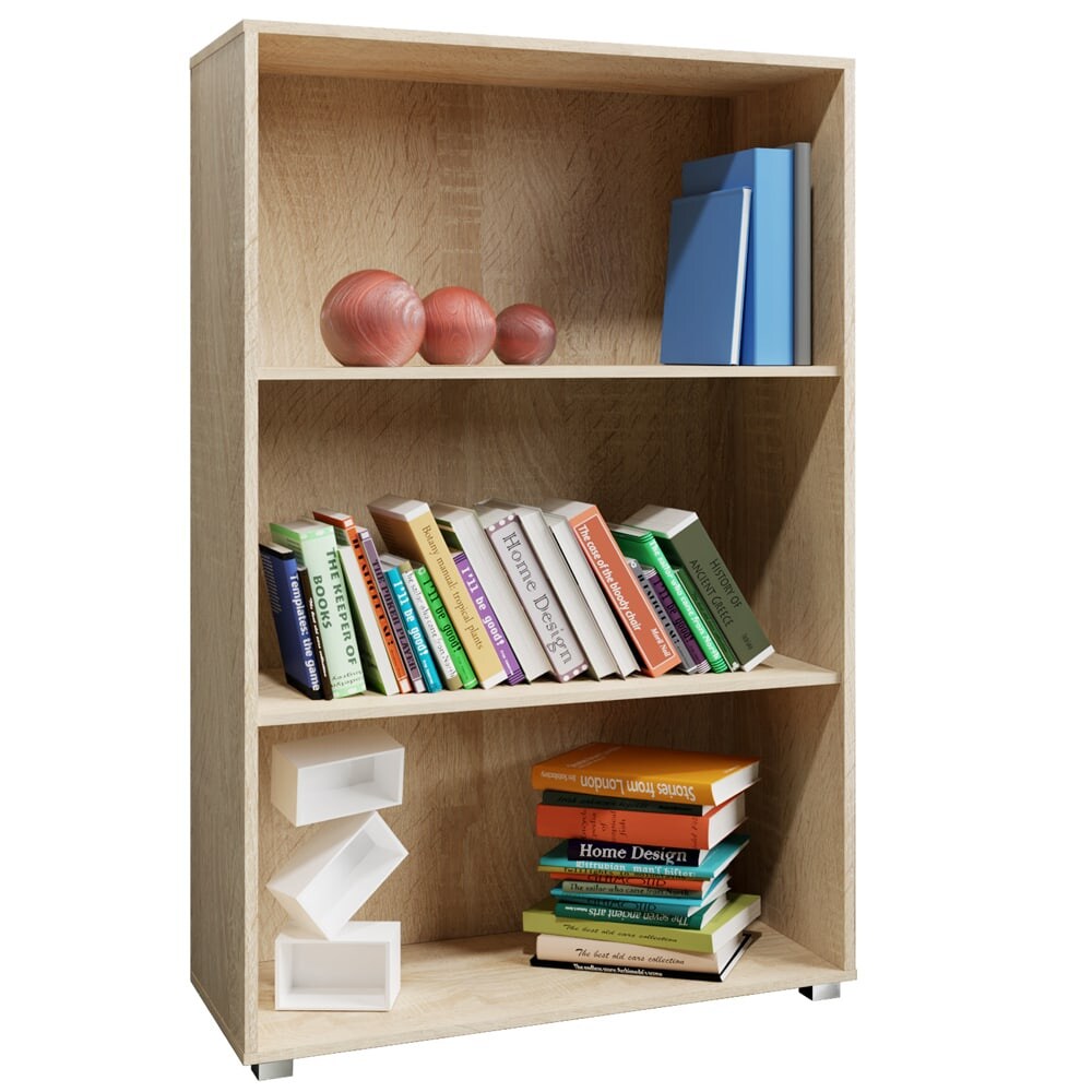 CASARIA® Bücherregal Holz Eiche 3 Fächer 115x60x28cm Standregal Küche Büroregal