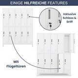 thumbnail of Umkleideschrank Spind BERLIN - 10 Abteile, Etikettenhalter Lüftungsschlitze | Umkleidespind Schließfachschrank Garderobenspind, 172x136x45cm Weiß