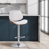 thumbnail of Barhocker LOSAN - Stoff Walnuss/creme 50x50x94 cm Beige Dunkelbraun Silber | Barstuhl Höhenverstellbar Mit Lehne Drehbar Tresenhocker Tresenstuhl