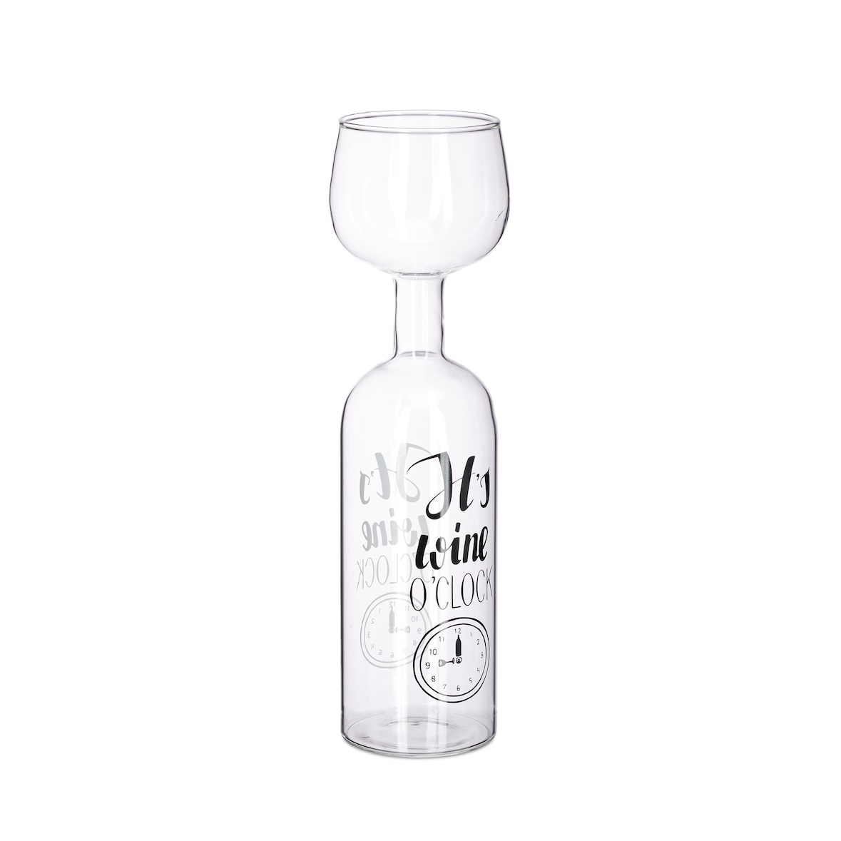 Relaxdays Weinflasche Glas, XL Weinglas mit Spruch, Fun Geschenk für Weinliebhaber, Weinflaschenglas 750 ml, transparent