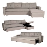 thumbnail of Ecksofa mit Bettkasten HWC-L16, Couch Sofa L-Form, Liegefläche links/rechts Nosagfederung Stoff/Textil 290cm ~ beige