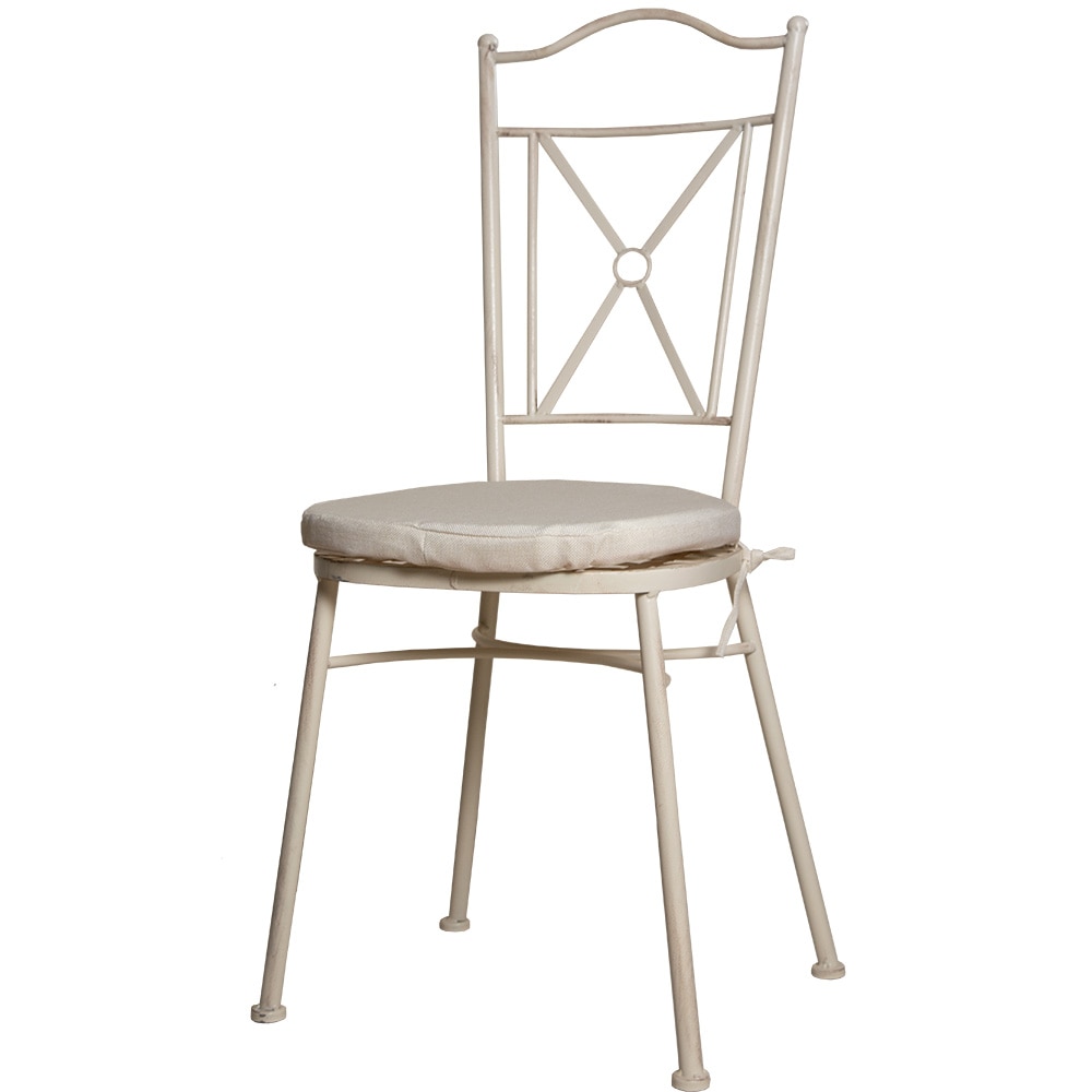 Silla de Forja Apilable Blanco Cojín incluido 93.5 x 34.5 x 37cm EME Mobiliario