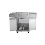 thumbnail of aro Barbecue a gas con 3 bruciatori, acciaio / acciaio inox, 122 x 57 x 114 cm, con tavolini laterali, coperchio con termometro, ruote, argento