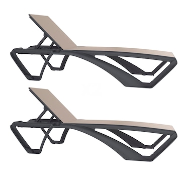 Resol MARINA CLUB Set 2 Tumbona Exterior Estructura Gris Oscuro - Textilene Beige