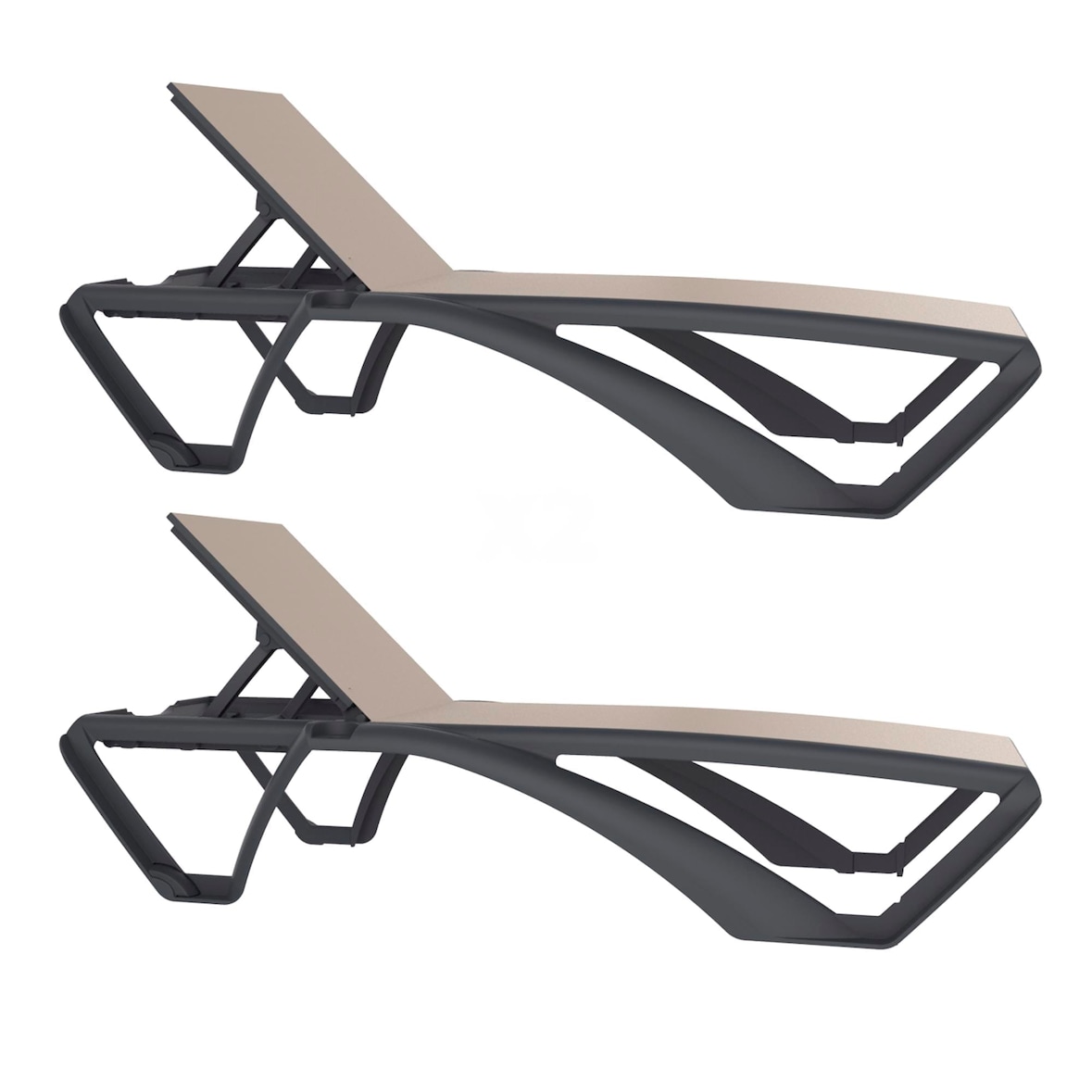 Resol MARINA CLUB Set 2 Tumbona Exterior Estructura Gris Oscuro - Textilene Beige