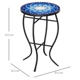 thumbnail of Outsunny Tavolino da Giardino Rotondo in Metallo e Ceramica Bianco