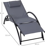 thumbnail of Outsunny Tumbona de Jardín Aluminio Reclinable con Respaldo Ajustable de 5 Niveles Reposapiés y Reposacabezas Extraíble para Terraza 66x152x81 cm