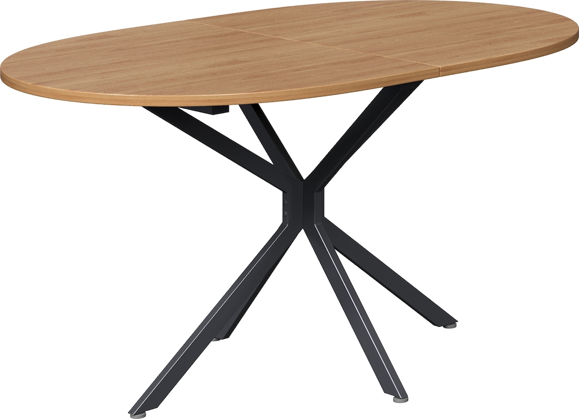 Esstisch oval 120x80x76  Natur MDF Tischplatte mit Metall Kreuzbeinen stabil und pflegeleicht für 4 bis 6 Personen modernes Design