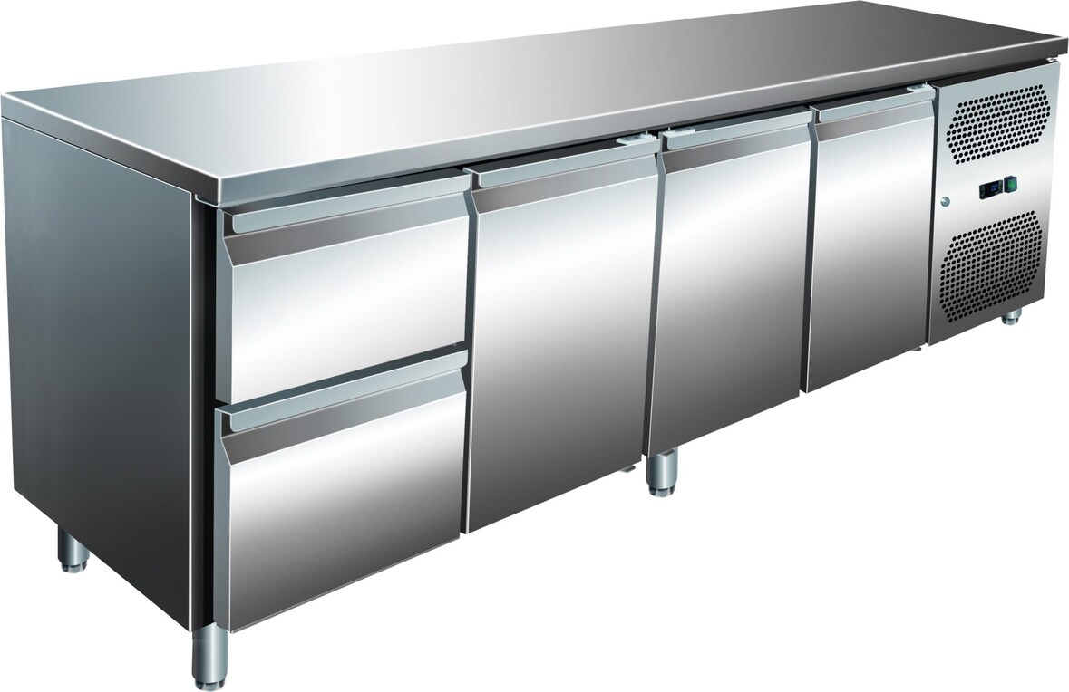 Gastro Edelstahl Kühltisch Kühltheke 3 Türen / 2 Schubladen 616 L -2/+8°C