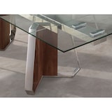 thumbnail of Angel Cerdá Tavolo da pranzo rettangolare allungabile in vetro temperato, noce e acciaio cromato 1159C 180 x 100 x 76