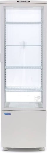 thumbnail of Maxima - 9400815 Vitrina refrigerada 235L blanco, doble vidrio, 4 estantes ajustables, LED, ventilada, descongelación automática, 51.5x48.5x169 cm