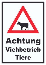 thumbnail of Schild Achtung Viehbetrieb Tiere A6 (105x148mm)