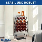 thumbnail of Weinregal Metall Schwarz Stehend 83 cm 96640 Weinständer für 18 Flaschen Dekorativer Weinflaschenhalter in Fass-Optik Flaschenregal mit Ablage