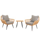 thumbnail of Poly-Rattan Garnitur HWC-N34, Balkon-Set Gartengarnitur Sitzgruppe Stuhl Beistelltisch ~ dunkelgrau